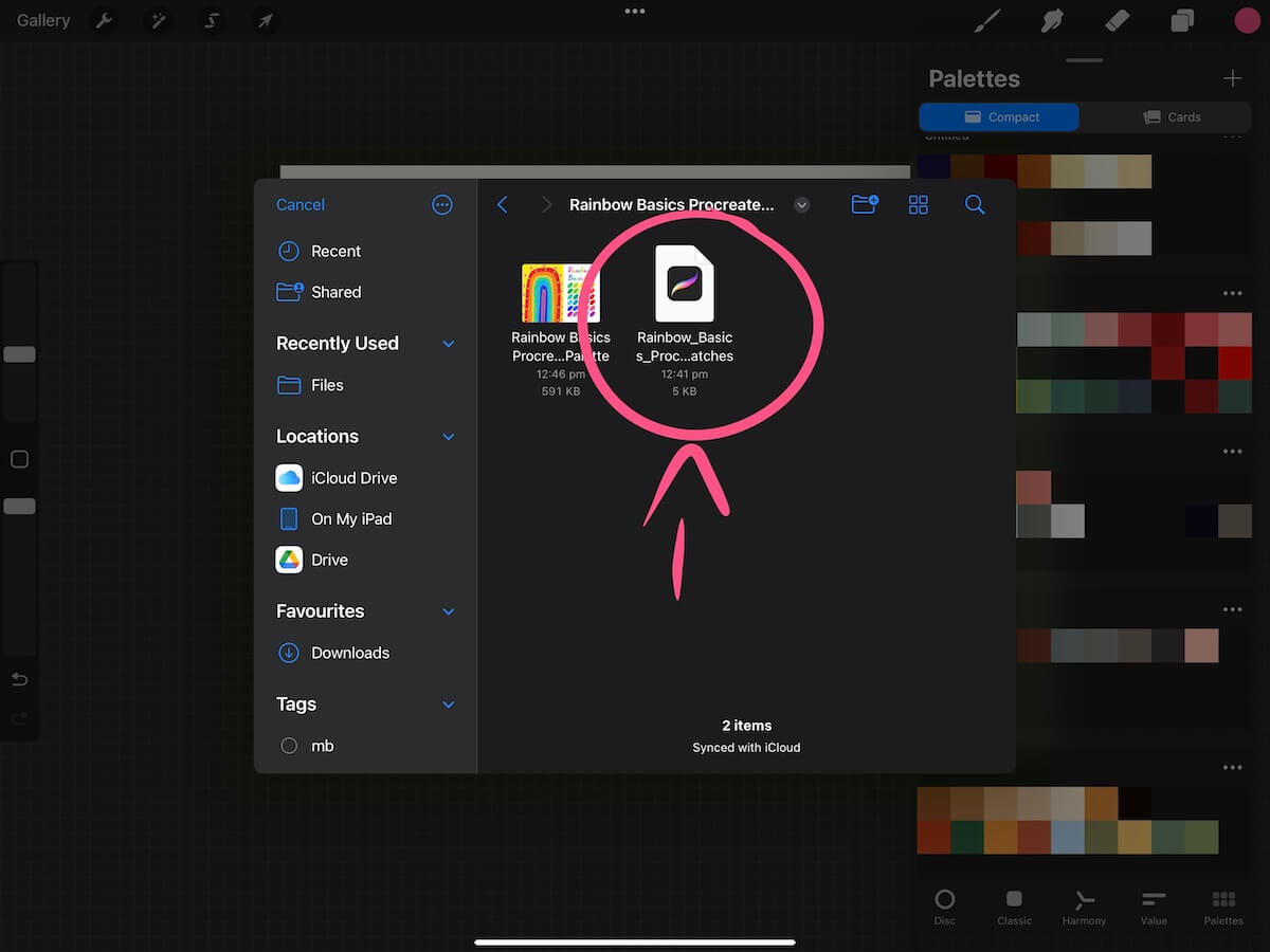 How to import a procreate colour palette 10