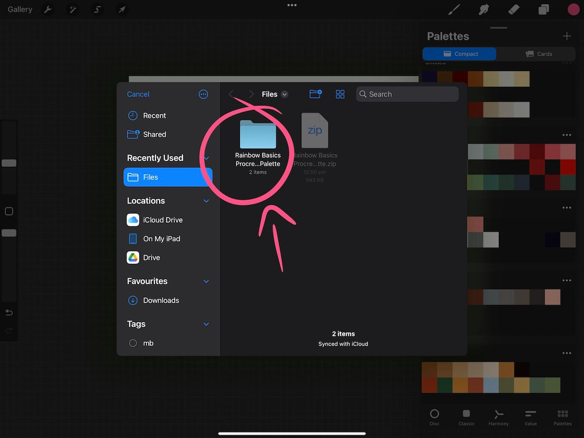 How to import a procreate colour palette 9