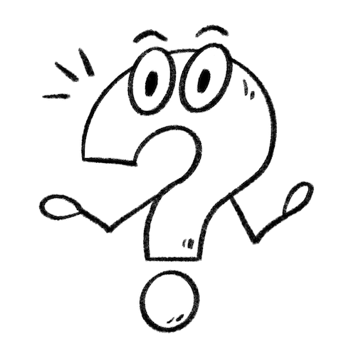 Sketch of a doodle-style question mark character for the Launch Pad creative journey.