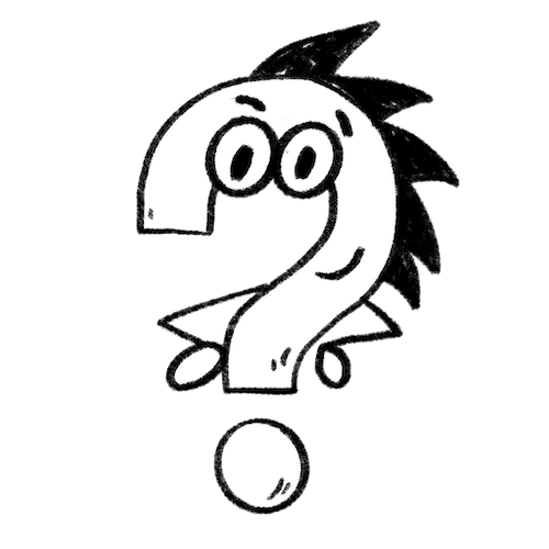 Sketch of an abstract question mark character for the Launch Pad creative journey.